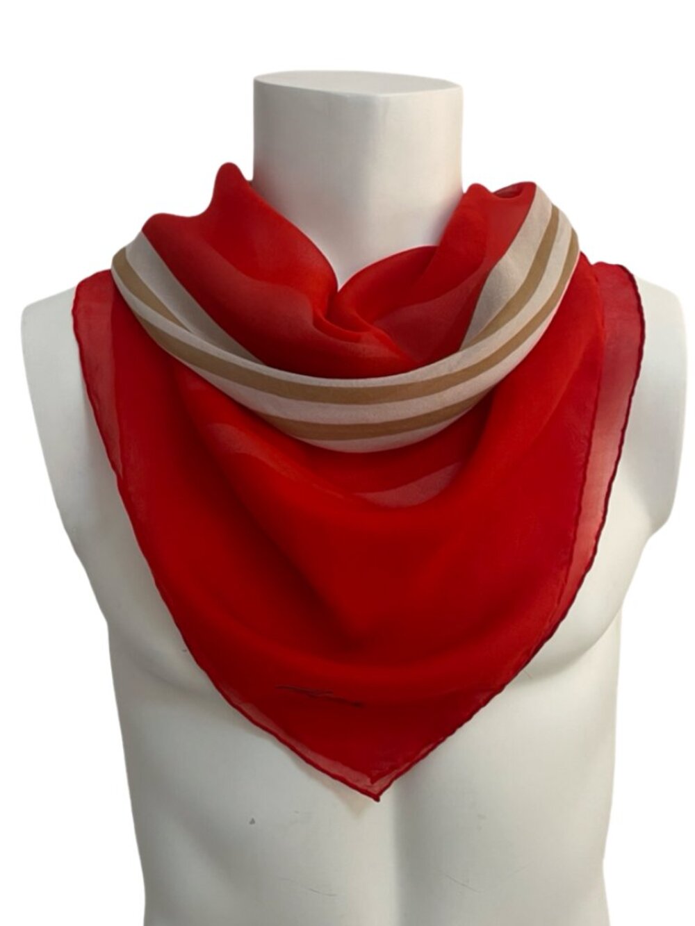 Matthews Red Stripe Silk Scarf 34 x 34 Classic Square Lightweight Elegant Neck S